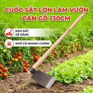 Cuốc sắt lớn làm vườn cán gỗ 130cm