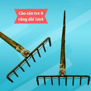 Cào lớn 8 răng làm vườn cán tre 140cm